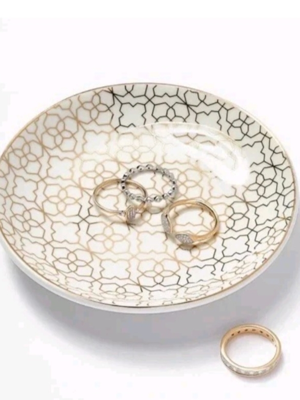 Kendra Scott Ring Dish - Cream and Gold Ceramic Ring Dish - Alhambra Styling